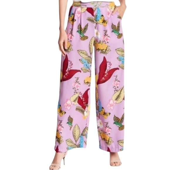 NWT romeo Juliet womens Small Wide Leg Pleated Pants Rustic Trouser Purple - Picture 1 of 10
